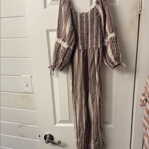 Striped Brown Jumpsuit